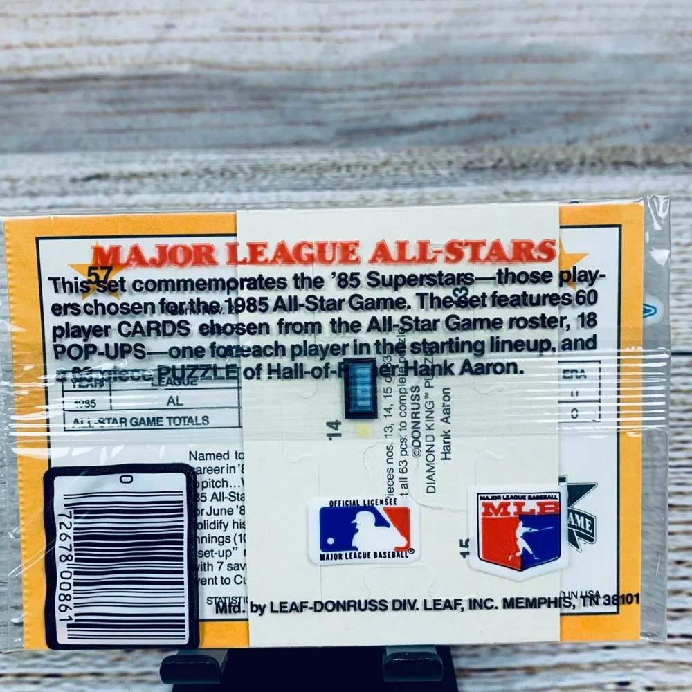 Donruss Major‎ League All-Stars Hank Aaron Puzzle & Cards Pack 1985 Sealed